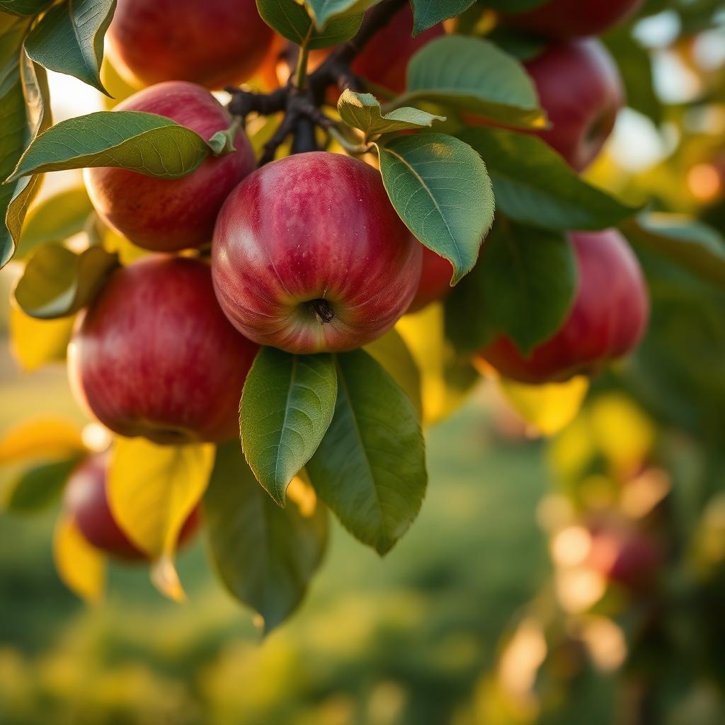 Polish apples ripening on the tree, ready for export